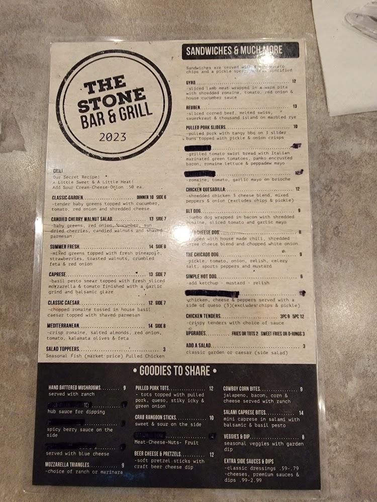 The Stone Bar & Grill Menu image 3